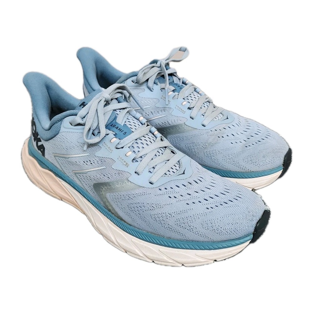 HOKA ONE ONE Arahi 5 Lightweight Lace-Up Sneakers Blue Fog Mesh US Size 9.5